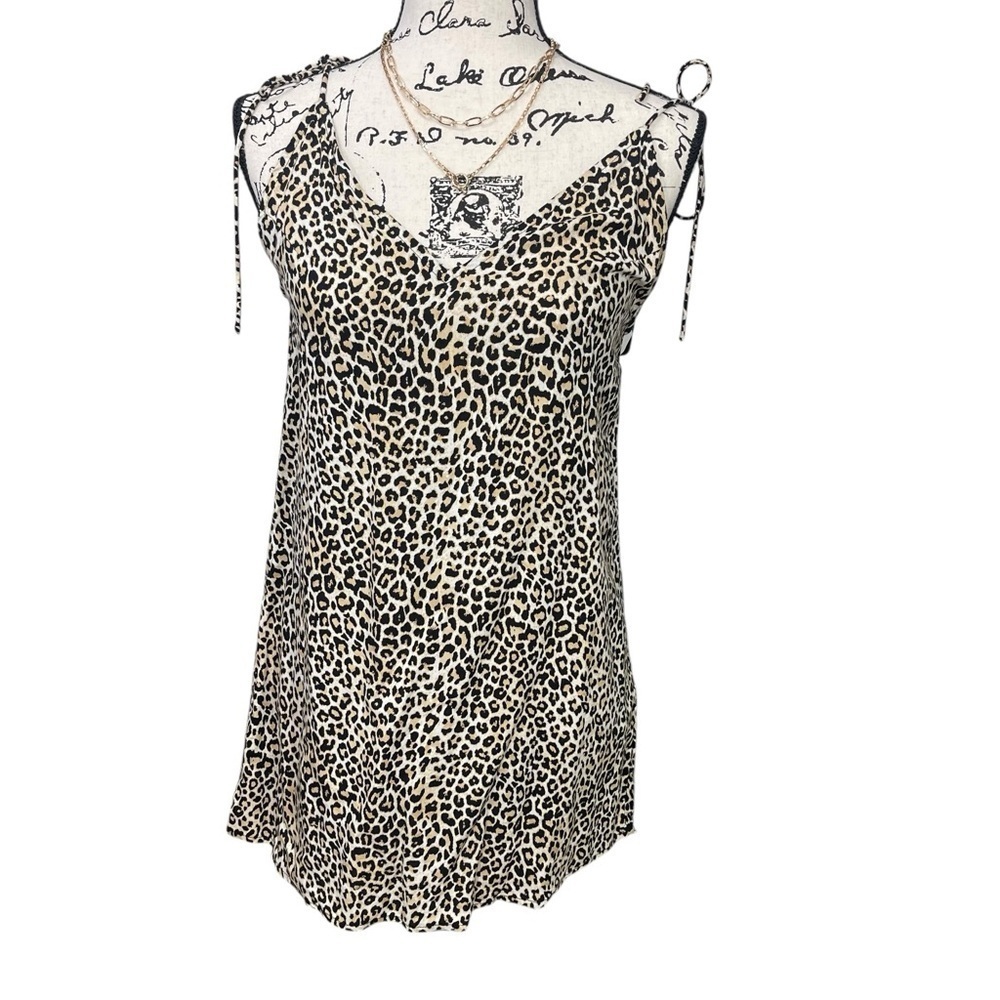 Motel Black and Tan Cheetah Print Mini Dress Camisole Size XS